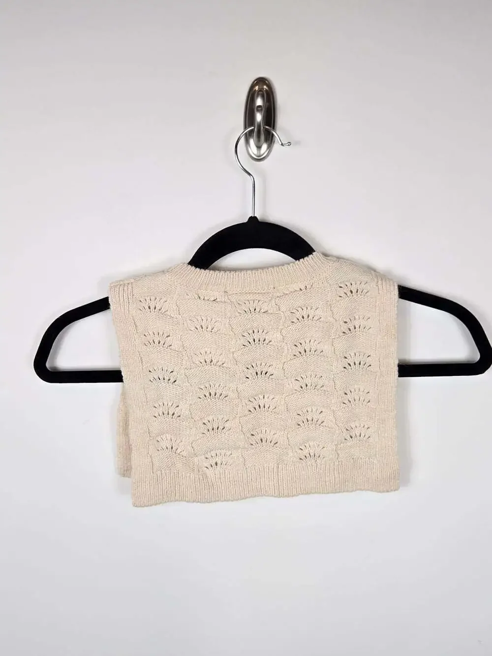 Zara Girls Cream Cable Knit Cropped Sweater Vest Floral Embroidery 6-9 Years